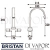 Bristan Chocolate Easyfit Sink Mixer Brushed Nickel Tap Dimensions